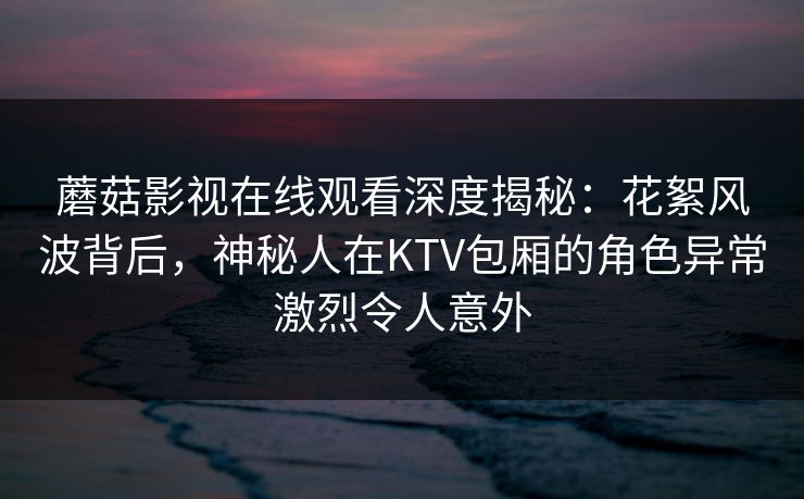 蘑菇影视在线观看深度揭秘：花絮风波背后，神秘人在KTV包厢的角色异常激烈令人意外