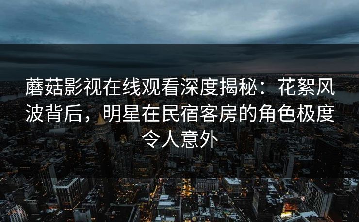 蘑菇影视在线观看深度揭秘：花絮风波背后，明星在民宿客房的角色极度令人意外